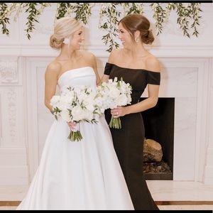 Black Off the Shoulder Bridesmaid Dress